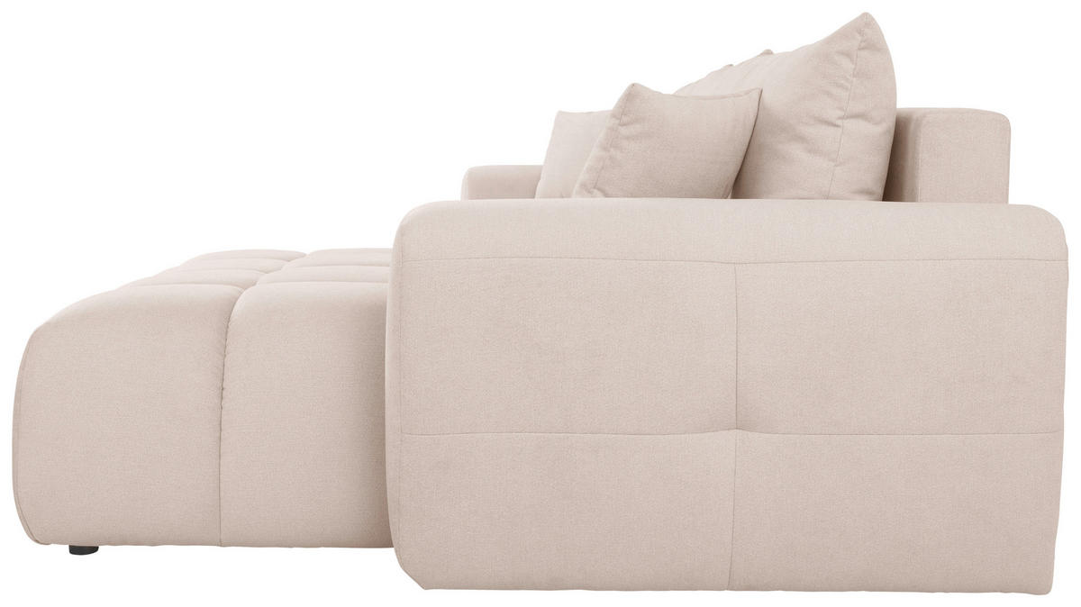 ECKSOFA in Velours Creme  - Creme/Schwarz, Konventionell, Kunststoff/Textil (298/168cm) - Carryhome