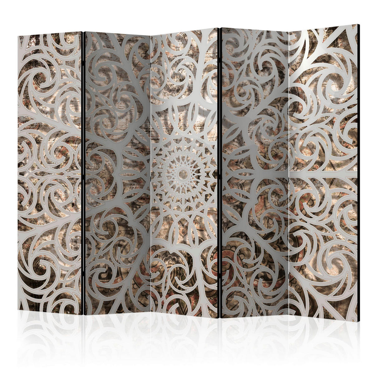 PARAVENT mit 5  Flügel - Beige/Braun, Basics, Holz/Textil (225/172/3cm) - artgeist
