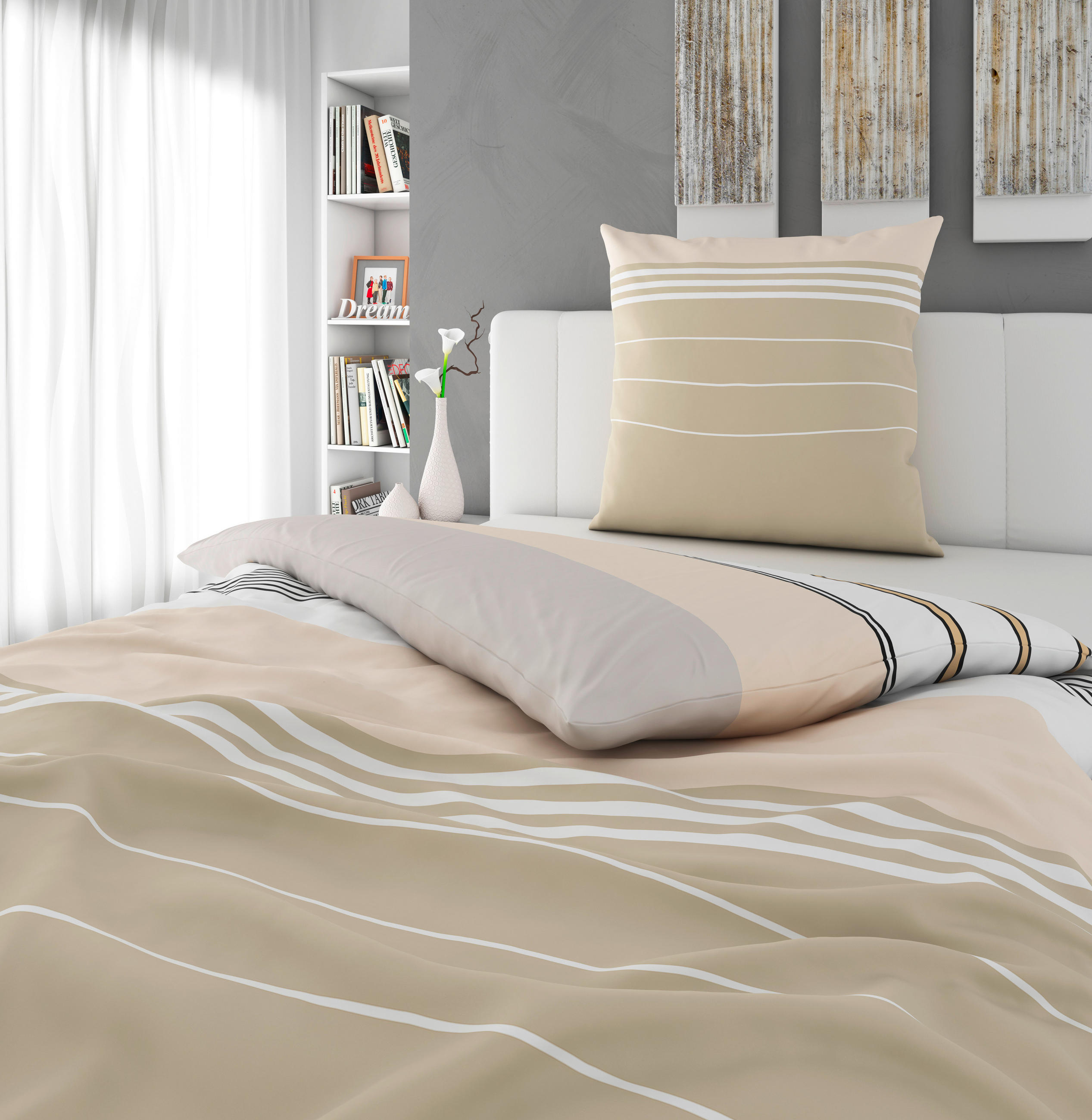 BETTWÄSCHE 155/220 cm Manchi Renforcé  - Beige, KONVENTIONELL, Textil (155/220cm) - Novel
