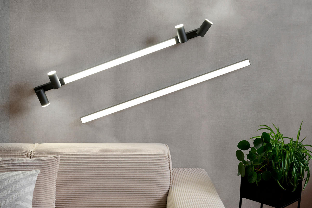 LED-DECKENLEUCHTE 120/19/15 cm   - Anthrazit, Design, Kunststoff/Metall (120/19/15cm) - Neuhaus PURE