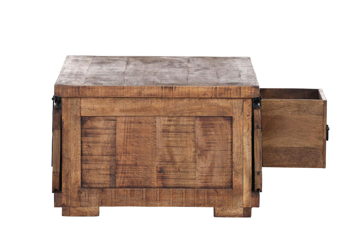 COUCHTISCH Mangoholz massiv 100/70/45 cm rechteckig Naturfarben, Schwarz  - Schwarz/Naturfarben, KONVENTIONELL, Holz/Holzwerkstoff (100/70/45cm) - Landscape