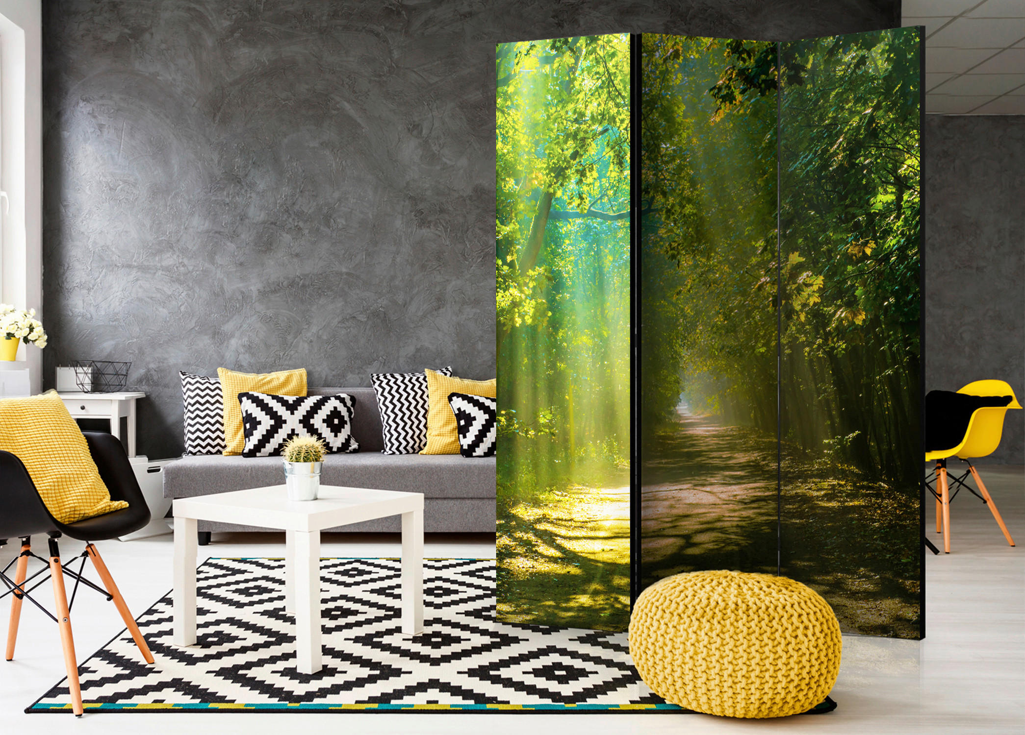 SKÄRMVÄGG  i trä, textil  grön, mörkgrön  - grön/mörkgrön, Basics, trä/textil (135/172/3cm) - artgeist