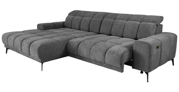 ECKSOFA inkl.Funktionen Anthrazit Chenille  - Anthrazit/Schwarz, MODERN, Textil/Metall (195/300cm) - Xora