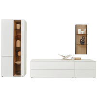 WOHNWAND  in Weiss, Eichefarben 346/205/49 cm  - Weiss/Eichefarben, Design, Glas/Holz (346/205/49cm) - Johann Jakob