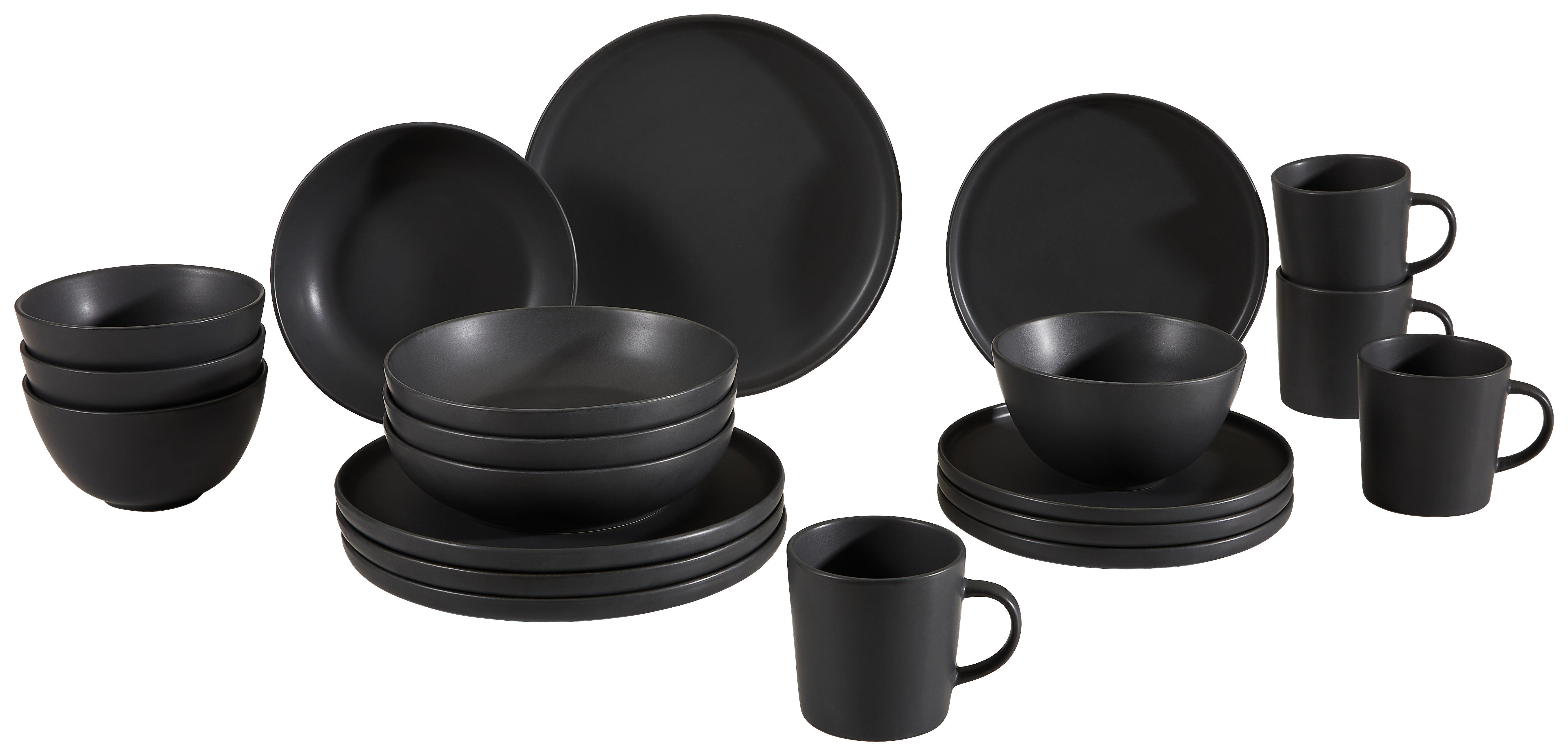 KOMBISERVICE Schwarz 20-teilig 4 Personen  - Schwarz, Trend, Keramik - Novel