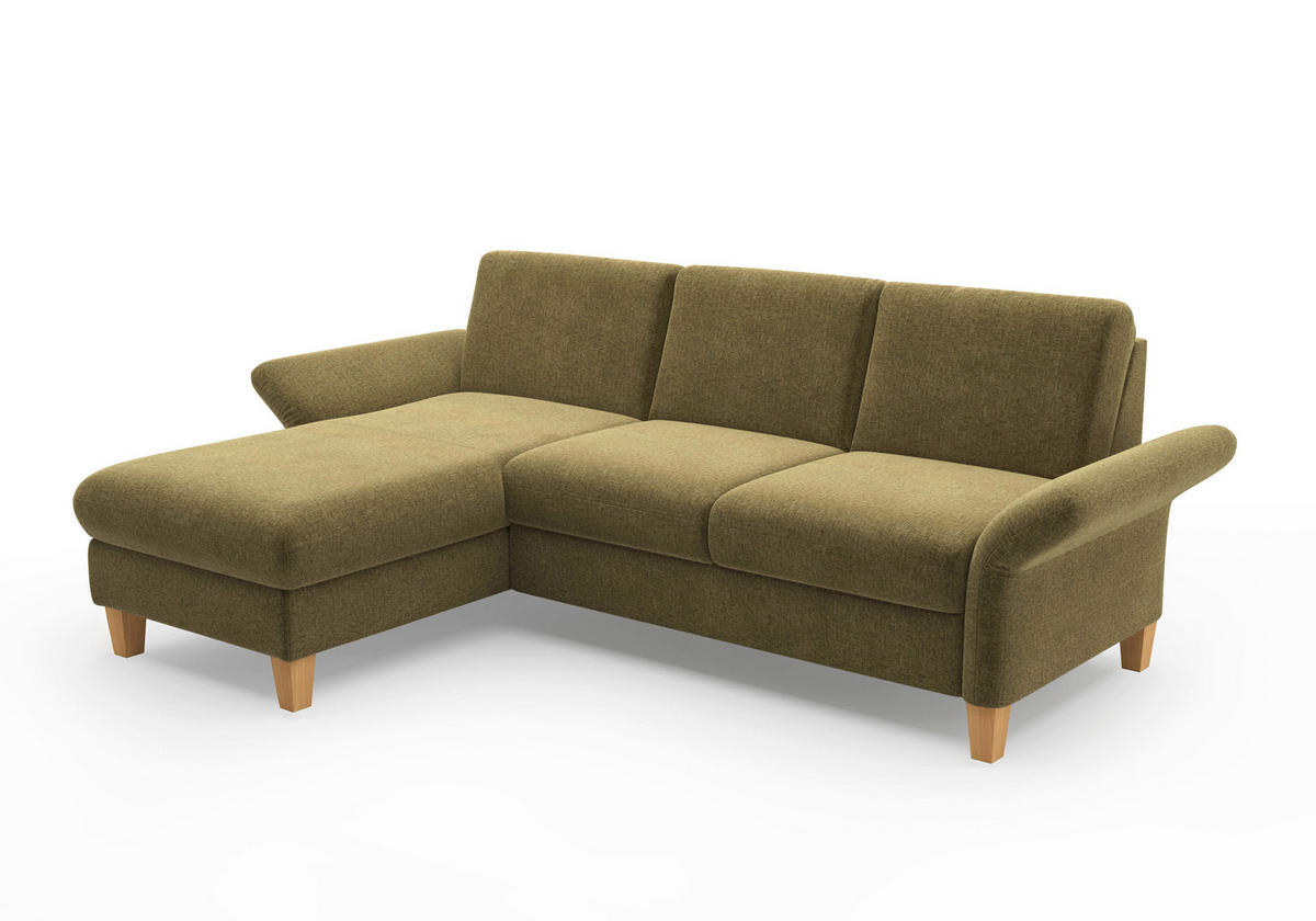 ECKSOFA ROCHELLE E Olivgrün Flachgewebe  - Eichefarben/Olivgrün, KONVENTIONELL, Holz/Textil (164/251cm) - Sit & More