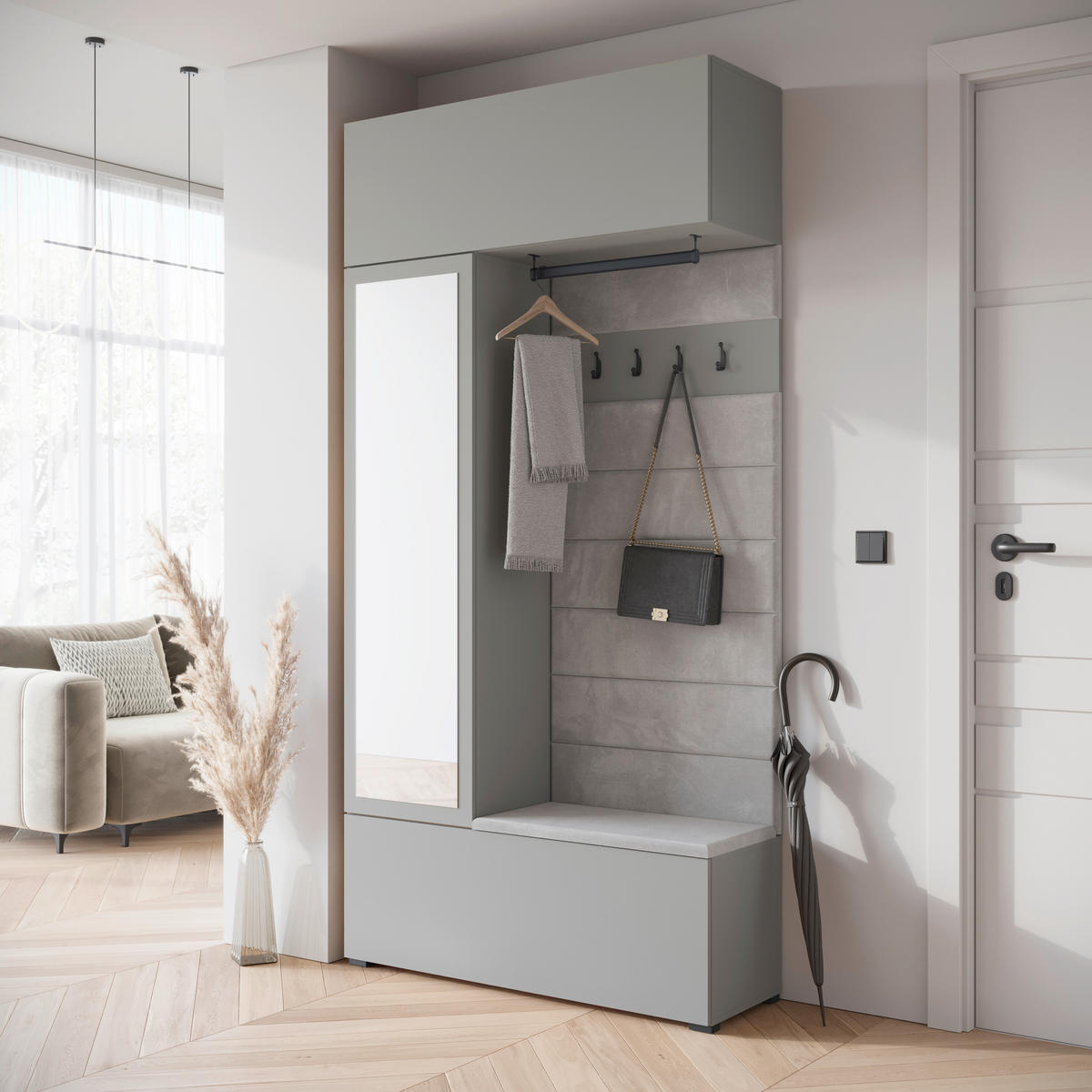 HALLMÖBEL  i 115/231,9/37,5 cm  - grå, Design, trämaterial (115/231,9/37,5cm) - Livetastic