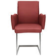 ARMLEHNSTUHL  in Stahl Mikrofaser  - Edelstahlfarben/Rot, Design, Holzwerkstoff/Textil (63/91/60cm) - Dieter Knoll