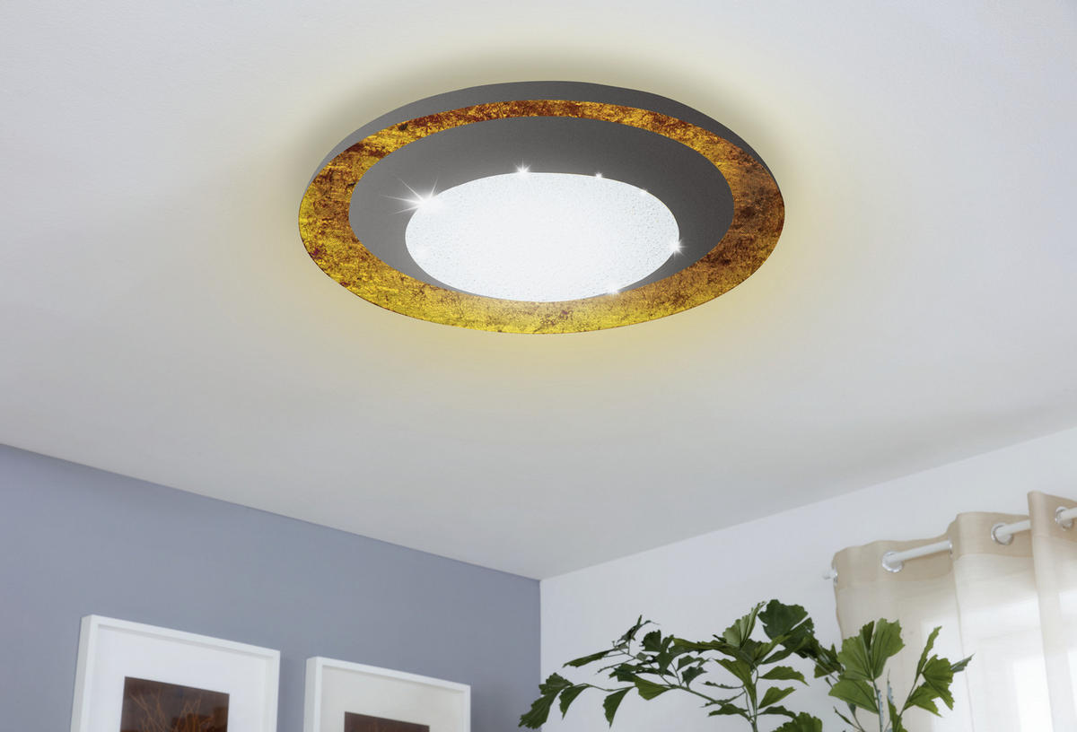 LED-DECKENLEUCHTE 24,5 W  49,5/9 cm    - Transparent/Goldfarben, Design, Kunststoff/Metall (49,5/9cm) - Eglo