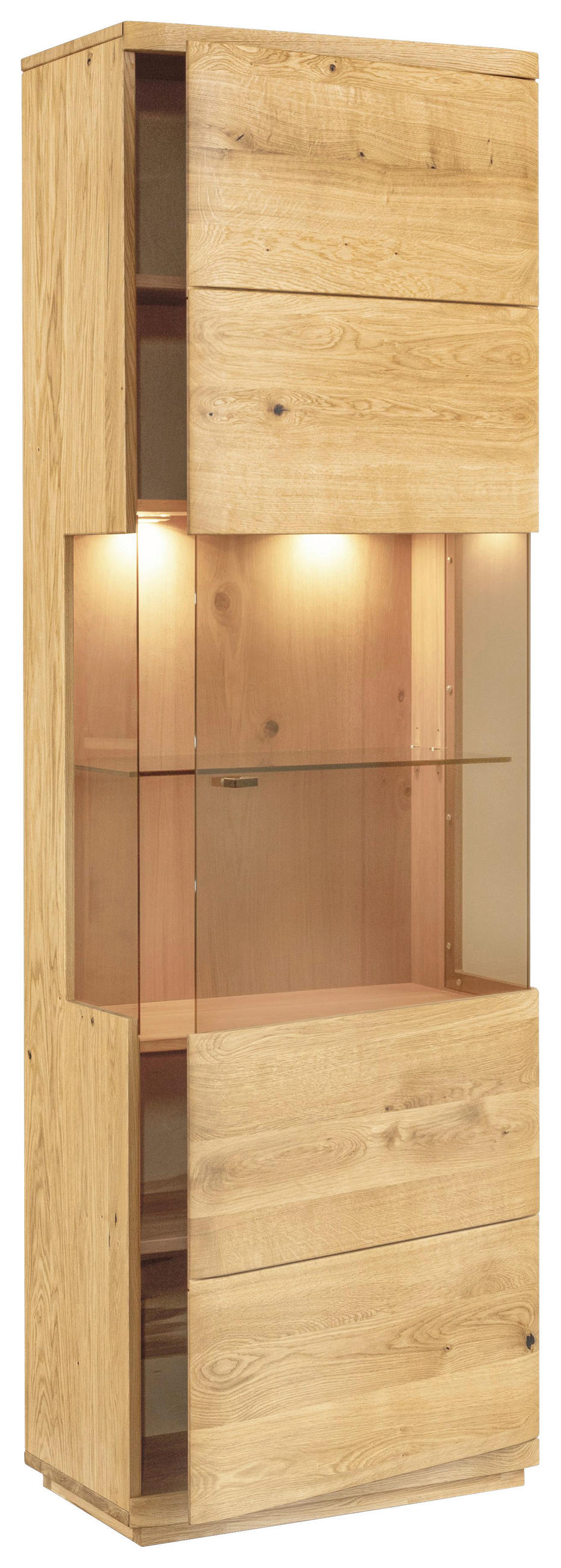 VITRINE Eichefarben  65/205,8/38 cm  - Eichefarben/Schwarz, Natur, Glas/Holz (65/205,8/38cm) - Linea Natura