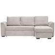 ECKSOFA in Velours, Cord Hellgrau  243/155 cm  - Hellgrau/Schwarz, Design, Kunststoff/Textil (243/155cm) - Xora