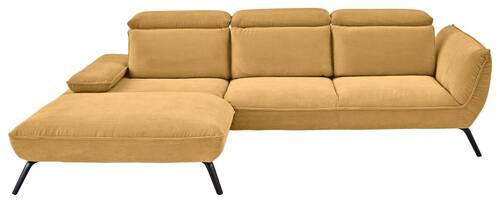 ECKSOFA in Cord Currygelb  - Currygelb/Schwarz, Design, Textil/Metall (202/301cm) - Moderano
