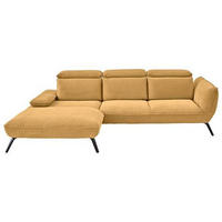 ECKSOFA in Cord Currygelb  - Currygelb/Schwarz, Design, Textil/Metall (202/301cm) - Moderano