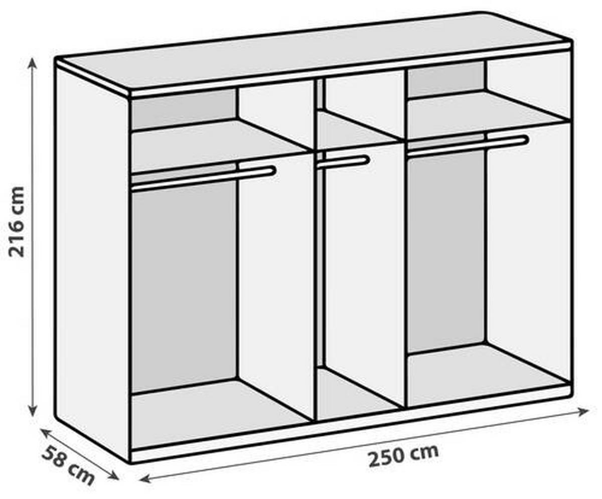 DREHTÜRENSCHRANK in Weiss, Grau  - Chromfarben/Weiss, Modern, Glas/Holzwerkstoff (250/216/58cm) - MID.YOU