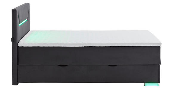 BOXSPRINGBETT 120/200 cm,  in Schwarz  - Silberfarben/Schwarz, Trend, Kunststoff/Textil (120/200cm) - Xora
