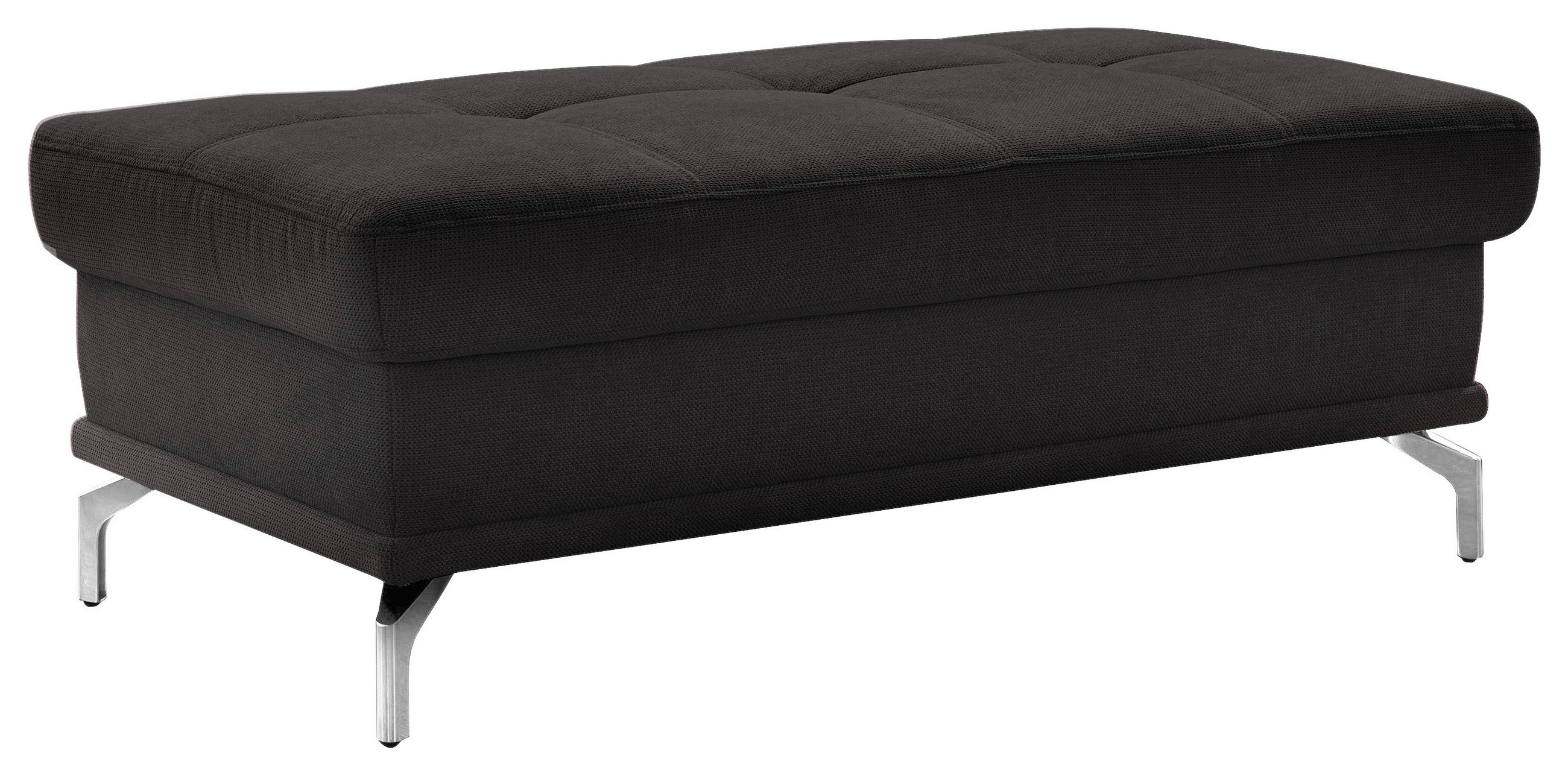 HOCKER in Textil Schwarz  - Silberfarben/Schwarz, Konventionell, Textil/Metall (133/47/72cm) - Sit & More