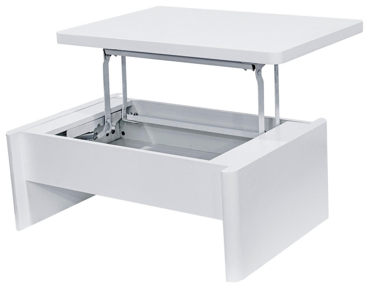 COUCHTISCH 90/60/38-63 cm rechteckig Weiß  - Weiß, KONVENTIONELL, Holzwerkstoff/Metall (90/60/38-63cm) - Xora