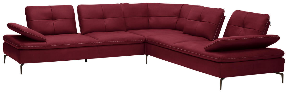 ECKSOFA in Echtleder Rot  - Beige/Rot, Design, Leder/Metall (298/298cm) - Chilliano