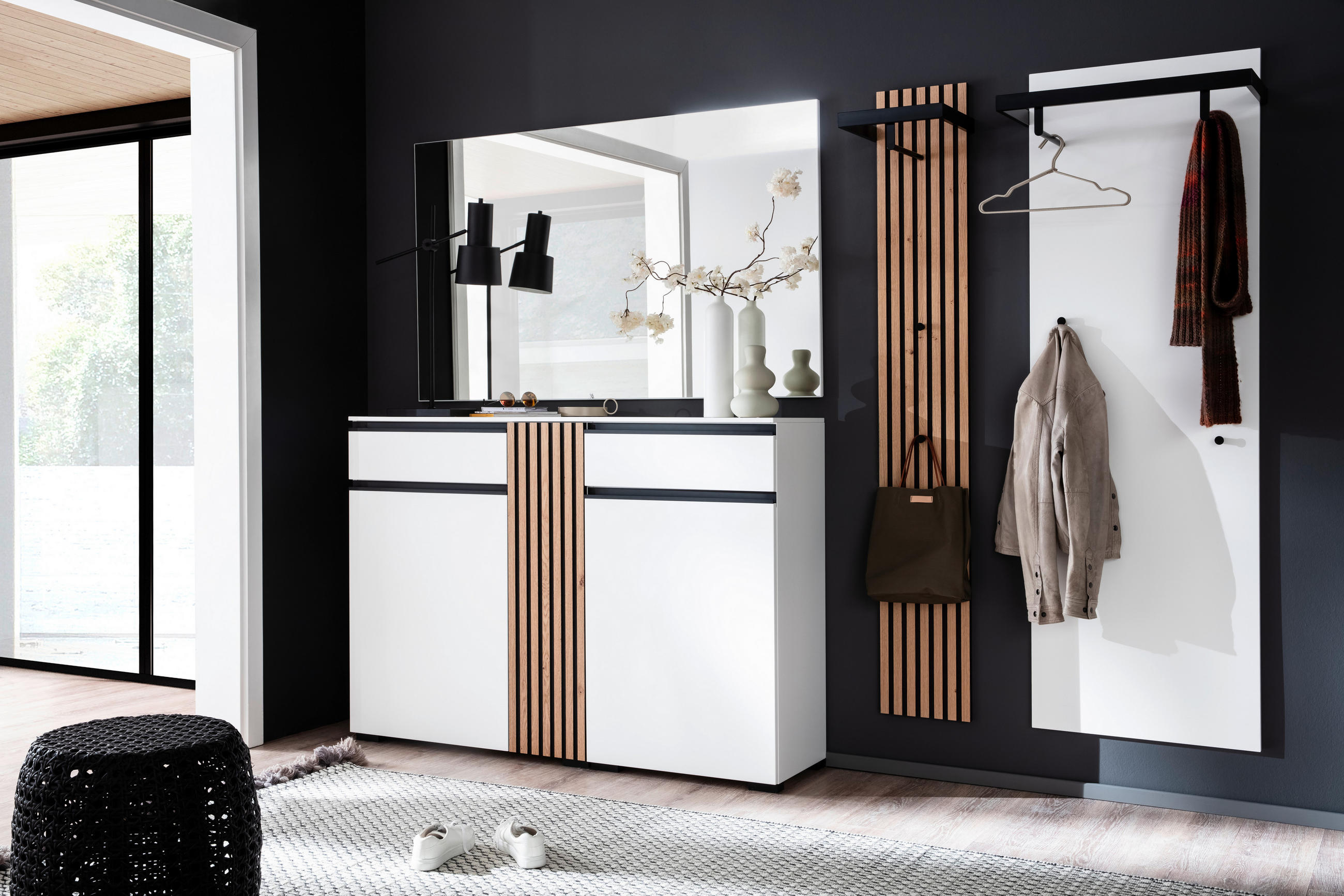 GARDEROBE 4-teilig  in 270/200/38 cm  - Eichefarben/Weiß, Design, Holz/Holzwerkstoff (270/200/38cm) - Moderano