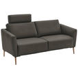 2-SITZER-SOFA  in Echtleder Dunkelgrau   - Eichefarben/Dunkelgrau, Natur, Leder/Holz (207/86/87cm) - Valnatura