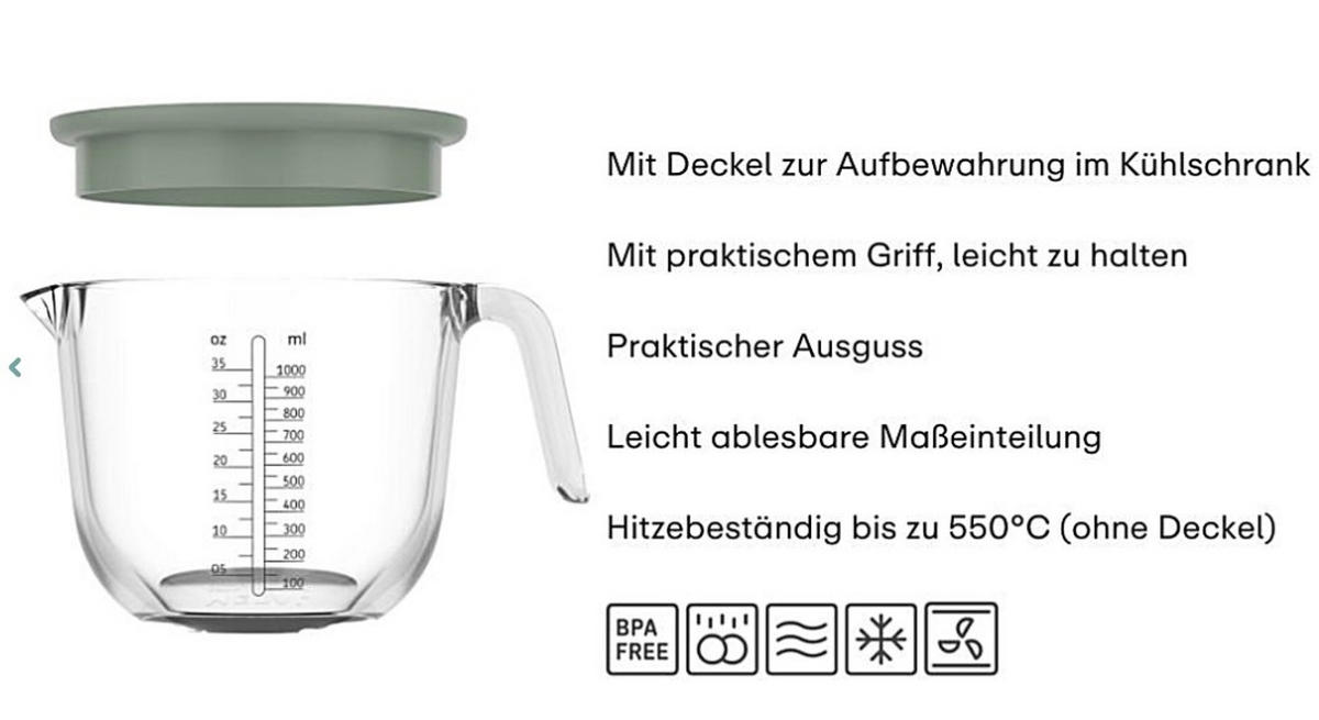 MESSBECHER - Transparent/Creme, KONVENTIONELL, Glas/Kunststoff (1l) - Mepal