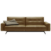 ZWEISITZER-SOFA Echtleder Olivgrün - Schwarz/Olivgrün, Design, Leder/Metall (212/81/93cm) - Rolf Benz