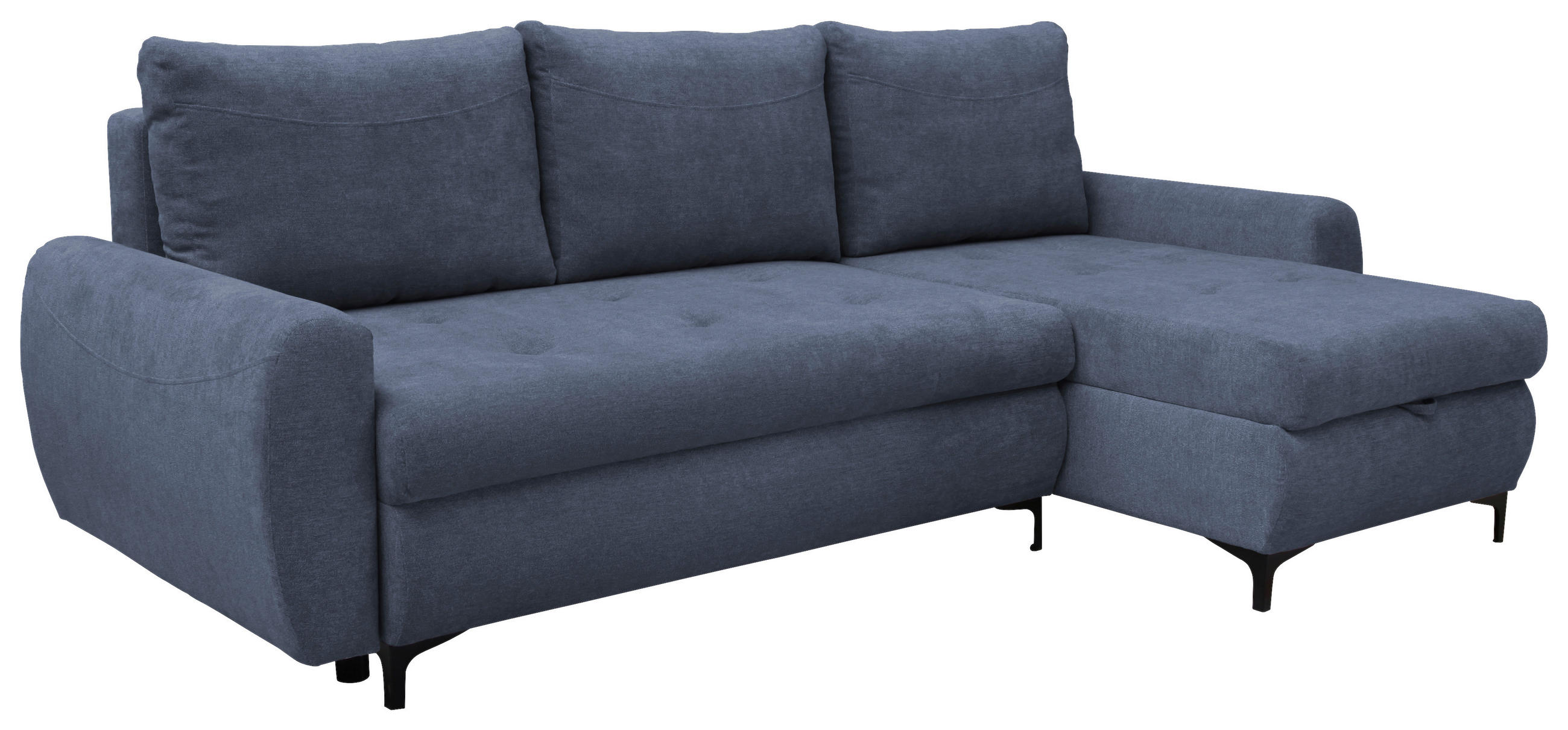 ECKSCHLAFSOFA Mikrofaser Blau  - Blau/Schwarz, KONVENTIONELL, Textil/Metall (237/146cm) - Livetastic
