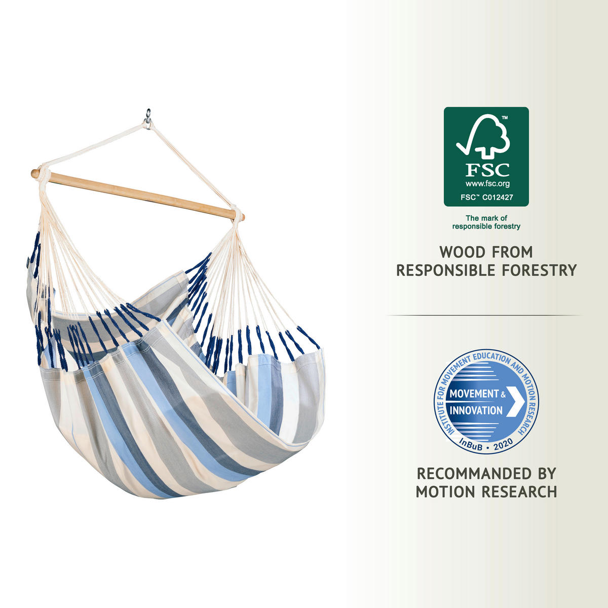HÄNGESESSEL comfort outdoor 110/160/180 cm  - Weiß/Dunkelblau, KONVENTIONELL, Holz/Textil (110/160/180cm) - La Siesta