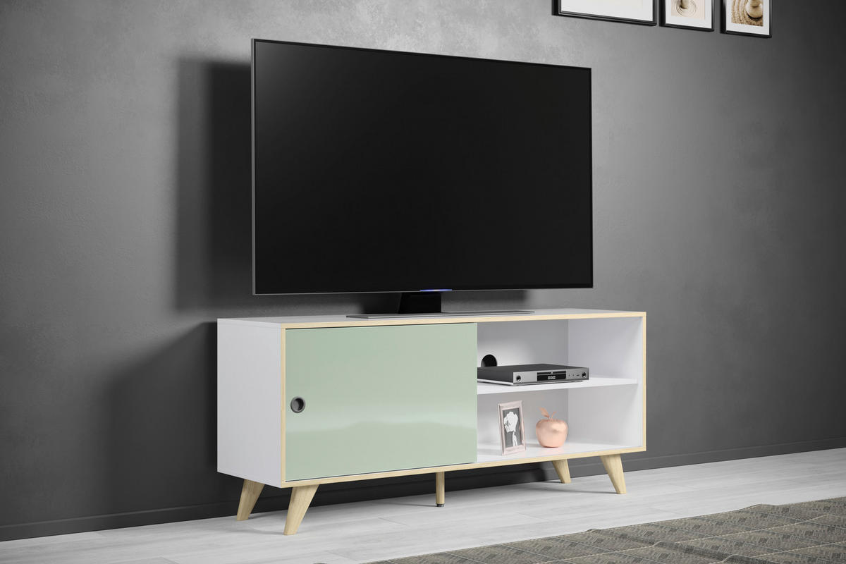 TV-ELEMENT  in 145/63/40 cm  - Eichefarben/Weiß Hochglanz, MODERN, Holzwerkstoff/Kunststoff (145/63/40cm) - Boxxx