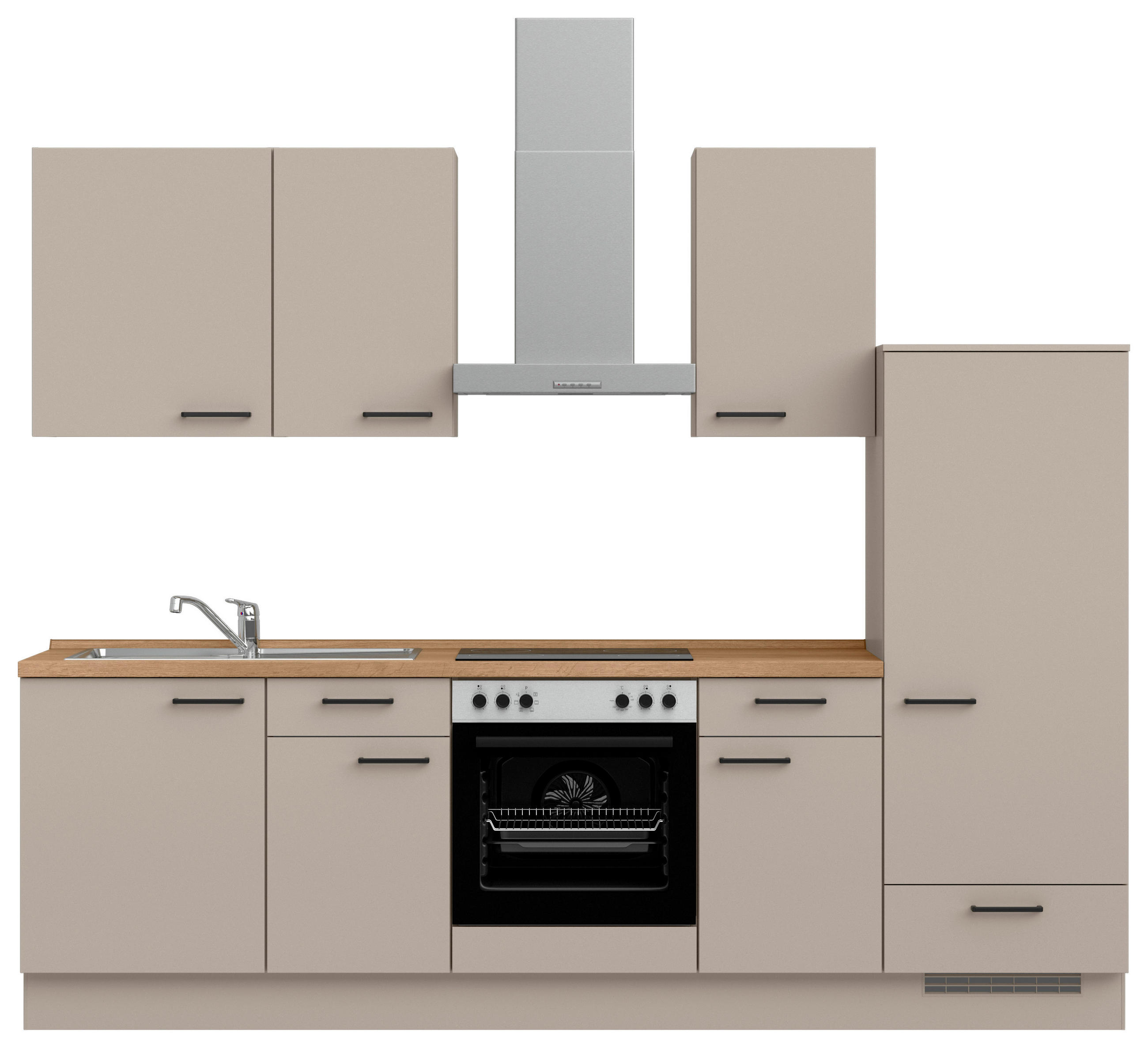 KÜCHENBLOCK Easytouch 270 cm  in Eichefarben, Sandfarben  - Sandfarben/Eichefarben, MODERN, Holzwerkstoff/Metall (270cm) - Nobilia