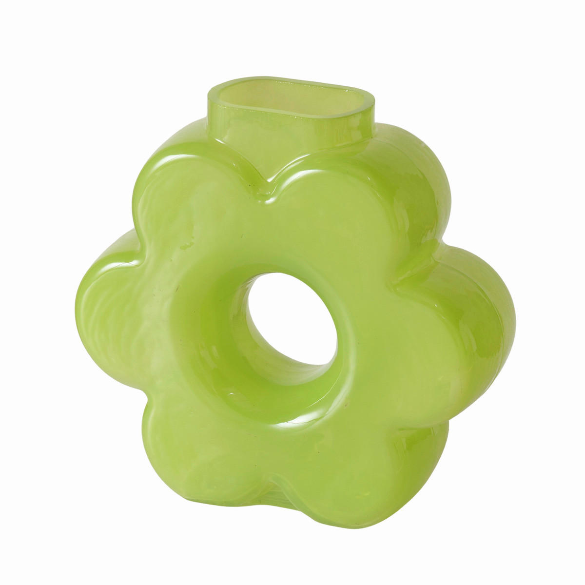 DEKOVASE  - Weiß/Grün, KONVENTIONELL, Glas (20/7/20cm)