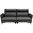 2-SITZER-SOFA  in Echtleder Schwarz   - Schwarz, Design, Leder/Metall (191/98/101cm) - Novel