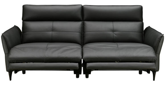2-SITZER-SOFA  in Echtleder Schwarz   - Schwarz, Design, Leder/Metall (191/98/101cm) - Novel