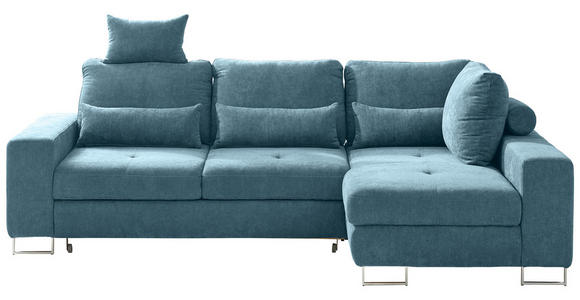 ECKSOFA Türkis Flachgewebe  - Türkis, Design, Textil/Metall (260/188cm) - Hom`in