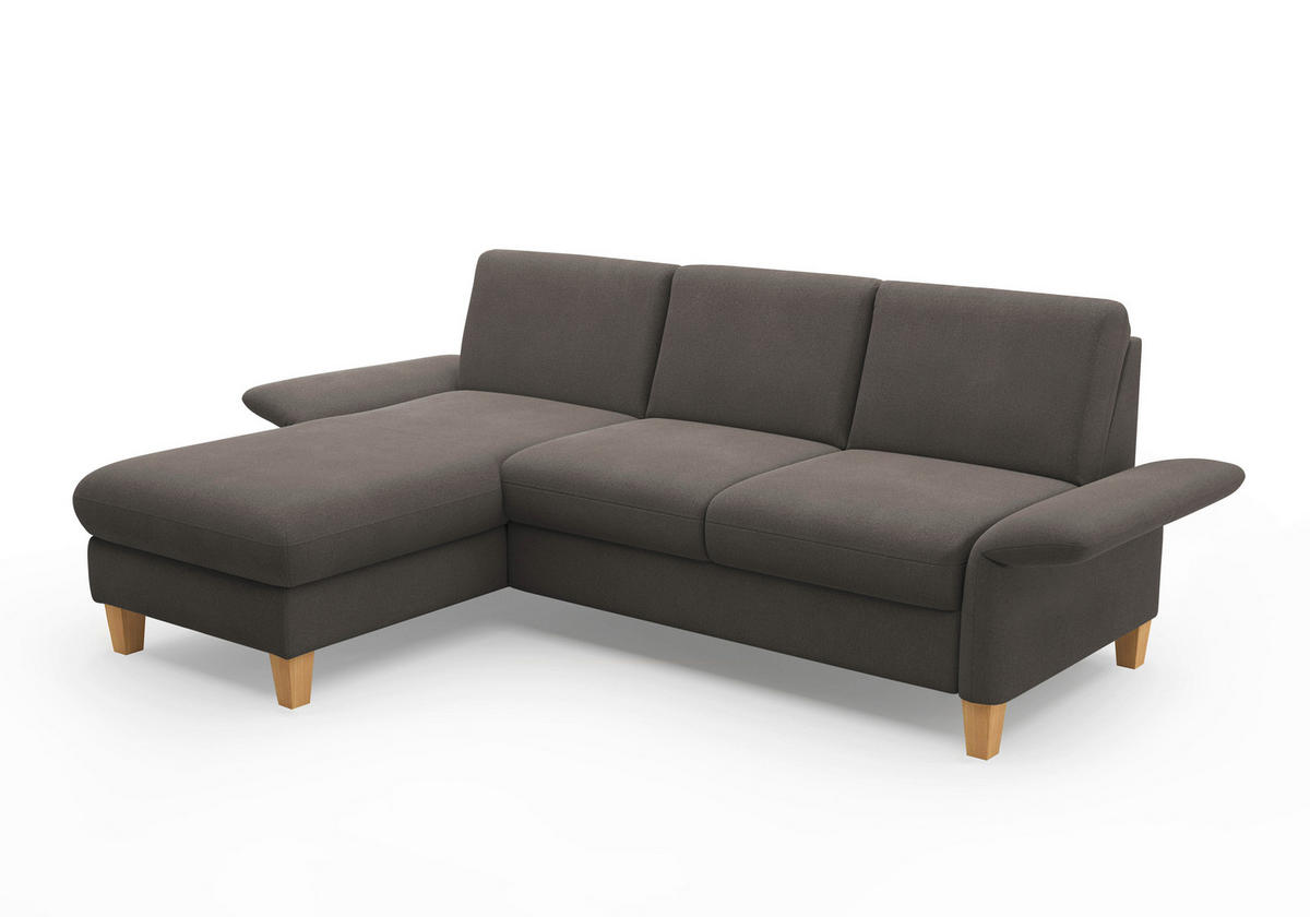 ECKSOFA ROCHELLE E Graphitfarben Flachgewebe  - Eichefarben/Graphitfarben, KONVENTIONELL, Holz/Textil (164/251cm) - Sit & More
