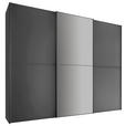 SCHWEBETÜRENSCHRANK  in Anthrazit  - Anthrazit/Graphitfarben, Design, Glas/Holzwerkstoff (249/222/68cm) - Moderano