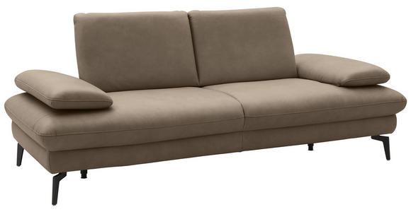 2,5-SITZER in Leder Graubraun - Graubraun/Schwarz, Design, Leder/Metall (212/86/94cm) - Dieter Knoll