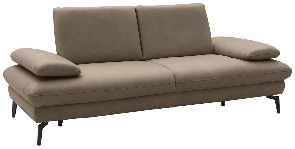 2,5-SITZER in Leder Graubraun  - Graubraun/Schwarz, Design, Leder/Metall (212/86/94cm) - Dieter Knoll