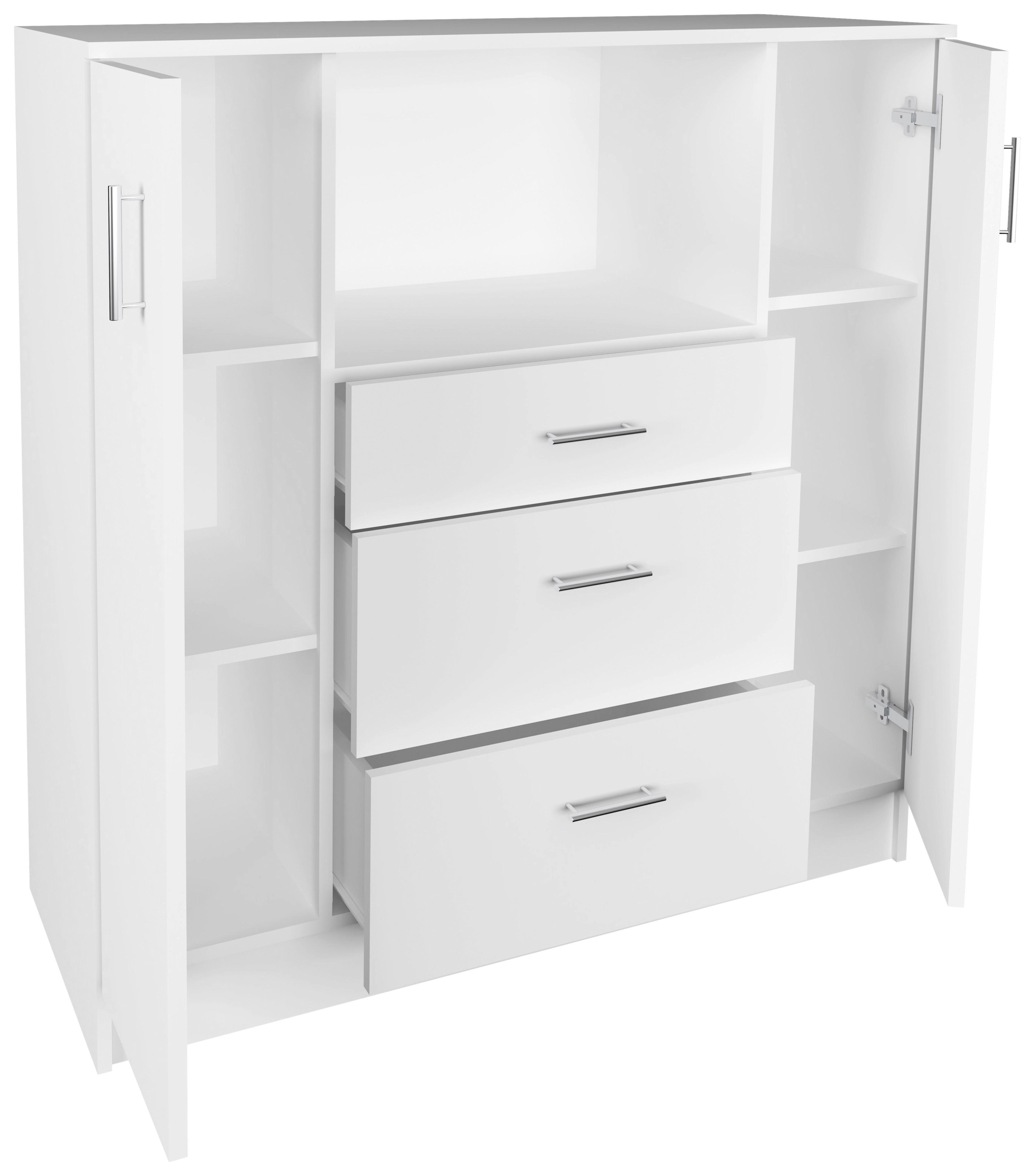 BUFFET 109/110/40 cm  in Weiß  - Alufarben/Weiß, Design, Holzwerkstoff/Metall (109/110/40cm) - MID.YOU