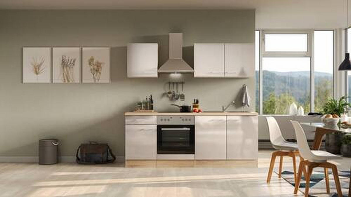 KUCHYŇSKÁ LINKA NEPAL 210 - Sonoma dub/kašmírová, Moderní, kov/kompozitní dřevo (210cm) - FlexWell
