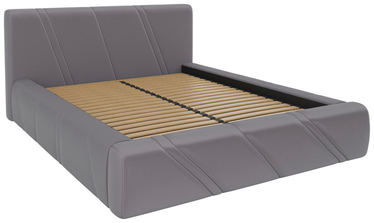 POLSTERBETT 140/200 cm,  in Hellgrau, gepolstertes Kopfteil, Lattenrost, Bettkasten,  - Hellgrau/Schwarz, Design, Holz/Kunststoff (140/200cm) - Chameo