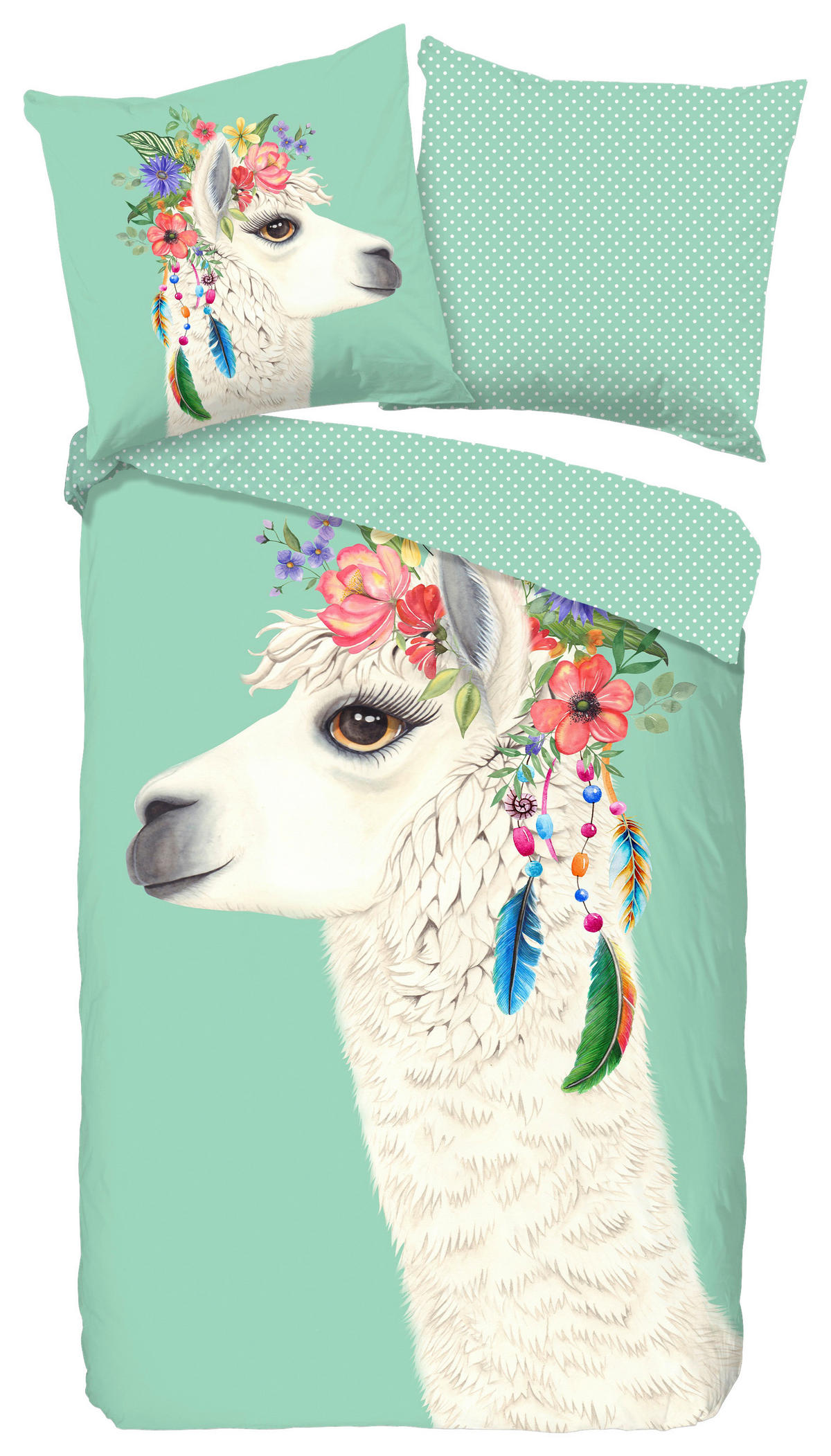 JUGENDBETTWÄSCHE Joey Renforcé 135/200 cm  - Mintgrün/Grün, Design, Textil (135/200cm)