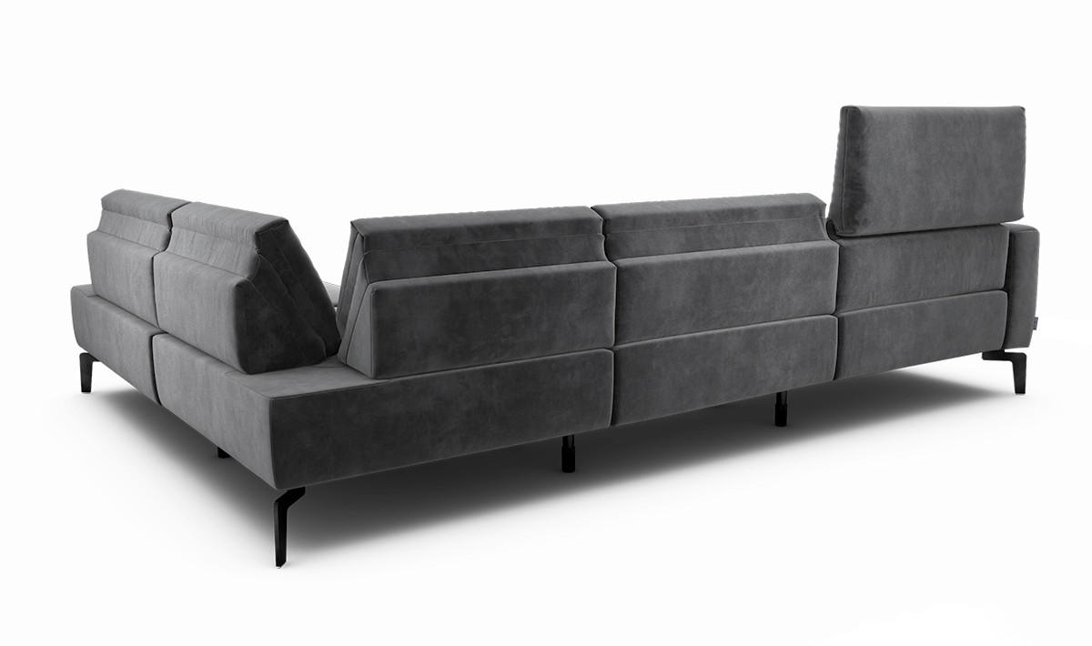 ECKSOFA Cosy Anthrazit Samt  - Anthrazit/Schwarz, Design, Textil/Metall (296/213cm) - SENSOO