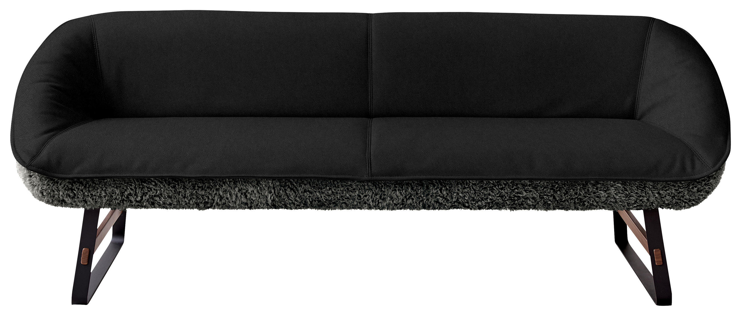 SITZBANK 229/88/80 cm  in Anthrazit  - Anthrazit/Schwarz, Design, Leder/Holz (229/88/80cm) - Koinor