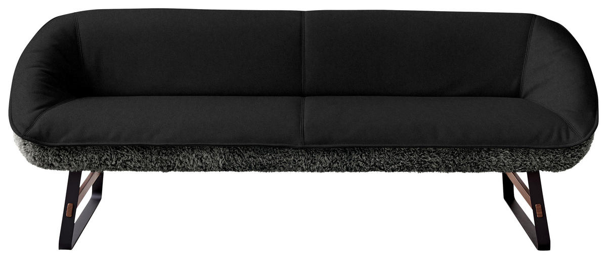 SITZBANK 229/88/80 cm  in Anthrazit  - Anthrazit/Schwarz, Design, Leder/Holz (229/88/80cm) - Koinor