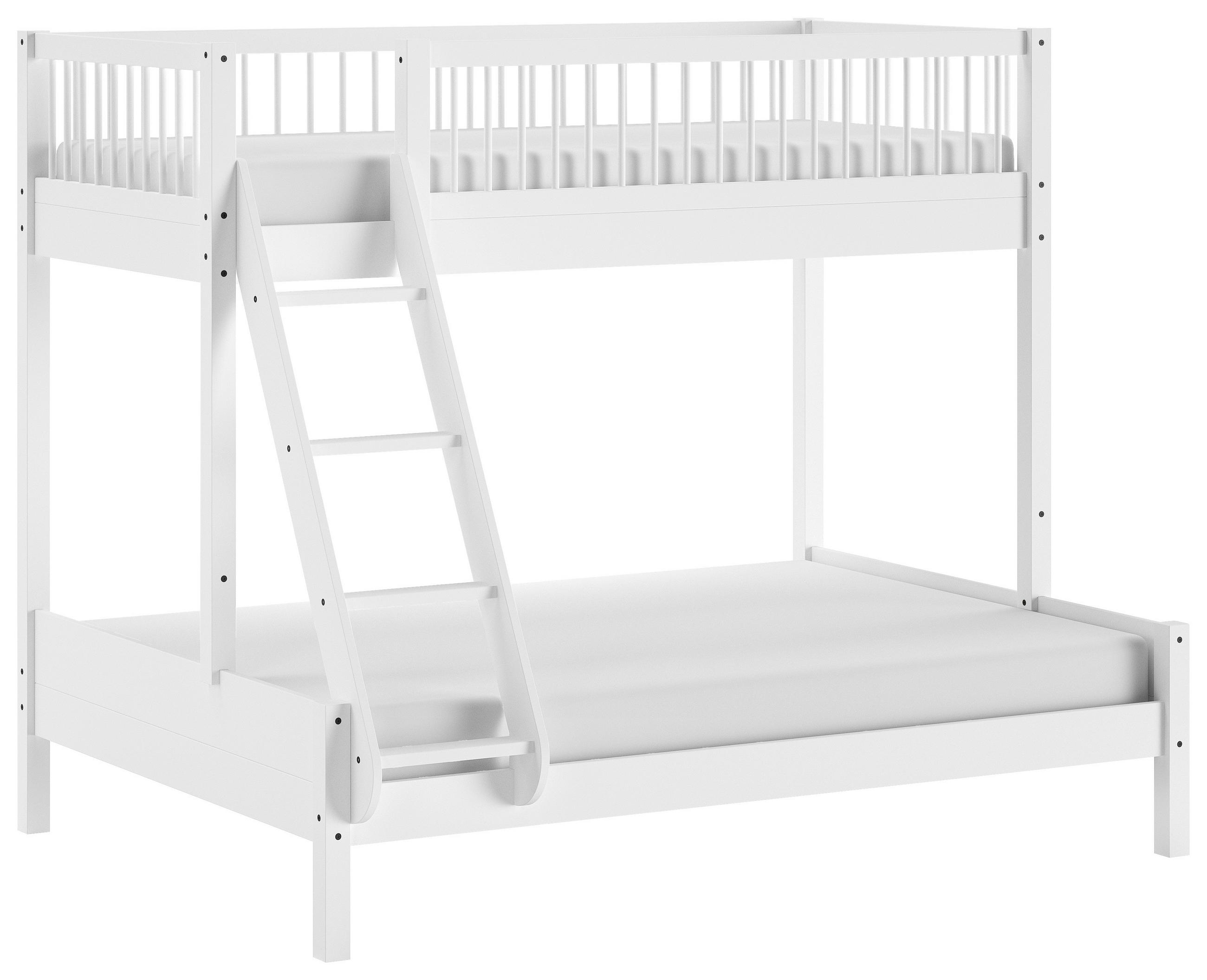 ETAGENBETT 90/140/200 cm,  in Weiß, Absturzsicherung, Leiter, Rollrost  - Naturfarben/Weiß, MODERN, Holz (90/140/200cm) - Vipack