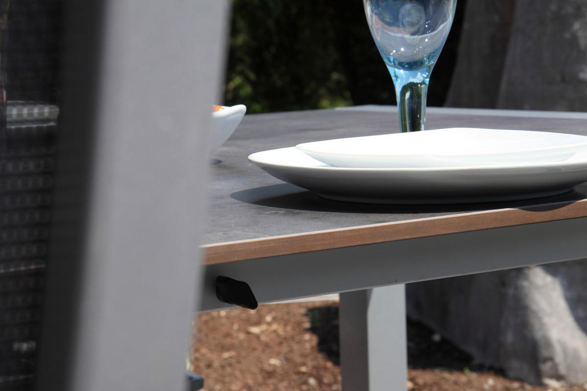 GARTENSET beschichtet Aluminium  - Platinfarben/Anthrazit, Basics, Textil/Metall (160+60/98/74cm) - Acamp