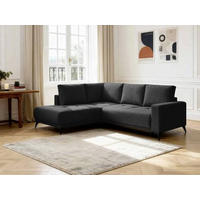 ECKSOFA RAFAEL Schwarz Struktur Rückenkissen, Bettkasten  - Schwarz, Design, Textil/Metall (218/269cm) - P & B