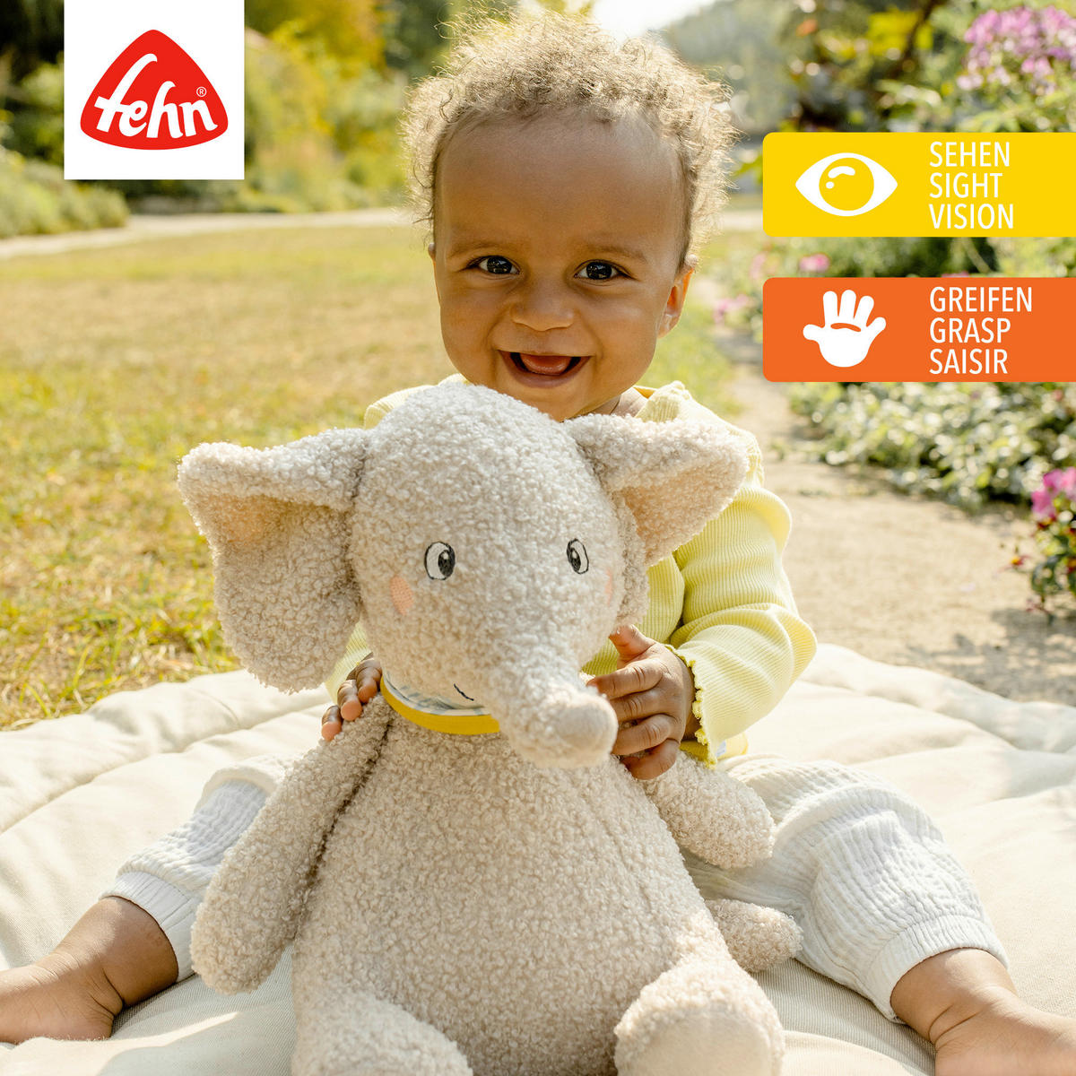 KUSCHELTIER Elefant Erik  - Hellgrau, Basics, Textil (36/24/19cm) - Fehn