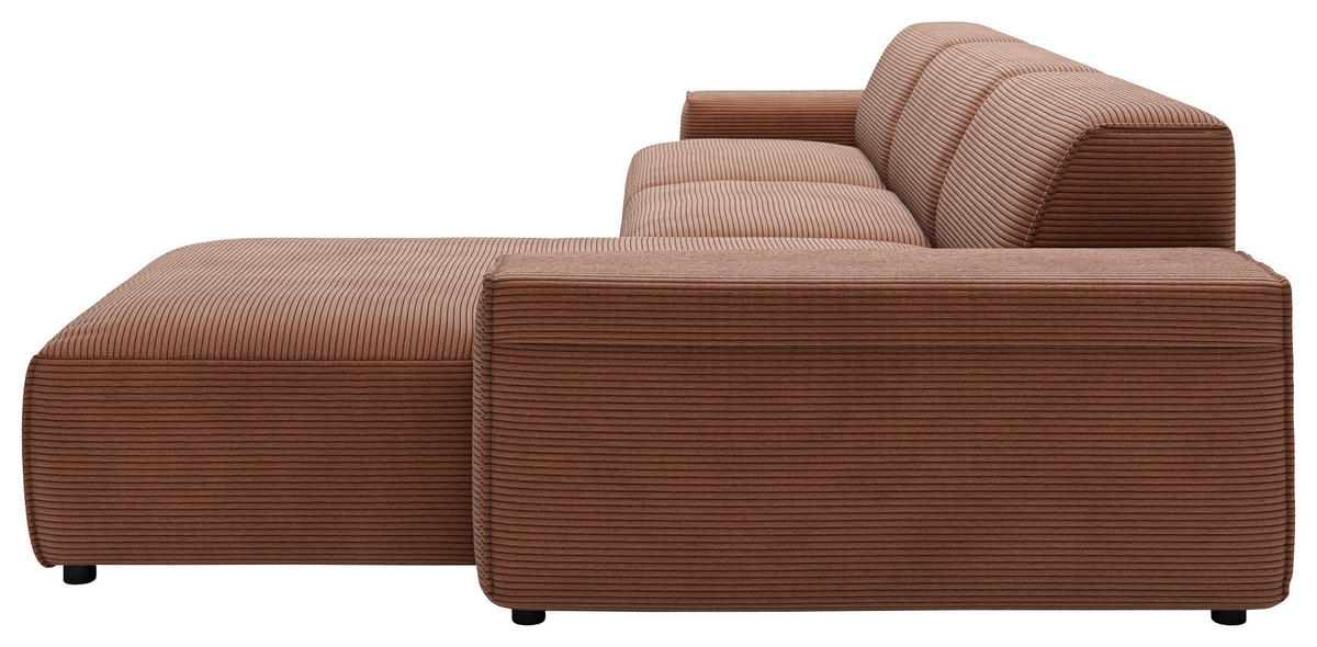 ECKSOFA in Cord Rostfarben  - Rostfarben/Schwarz, Design, Kunststoff/Textil (300/189cm) - Pure Home Lifestyle